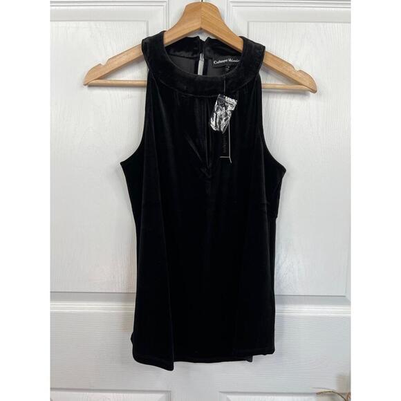 Catherine Malandrino Black Velvet Keyhole Luxe Top Size XS Sleeveless - Picture 2 of 16